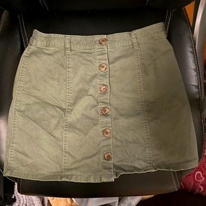 high waisted, army green, mini skirt